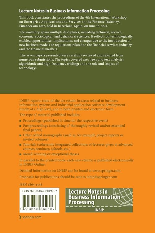 Produktbild: Enterprise Applications and Services in the Finance Industry