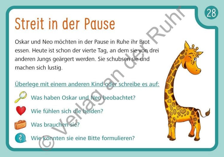 Produktbild: Unsere Giraffen-Kartei &ndash; Kinder &uuml;ben selbstst&auml;ndig gewaltfreie Kommunikation mit der Giraffensprache