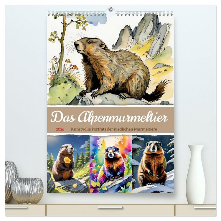 Produktbild: Das Alpenmurmeltier (hochwertiger Premium Wandkalender 2026 DIN A2 hoch), Kunstdruck in Hochglanz