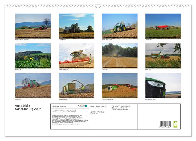 Produktbild: Agrarbilder Schaumburg 2026 (Wandkalender 2026 DIN A2 quer), CALVENDO Monatskalender