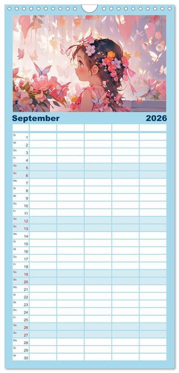 Produktbild: Familienplaner 2026 - Der M&auml;dchen-Kalender mit 5 Spalten (Wandkalender, 21 x 45 cm) CALVENDO