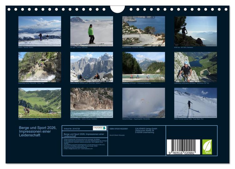 Produktbild: Berge und Sport 2026, Impressionen einer Leidenschaft (Wandkalender 2026 DIN A4 quer), CALVENDO Monatskalender