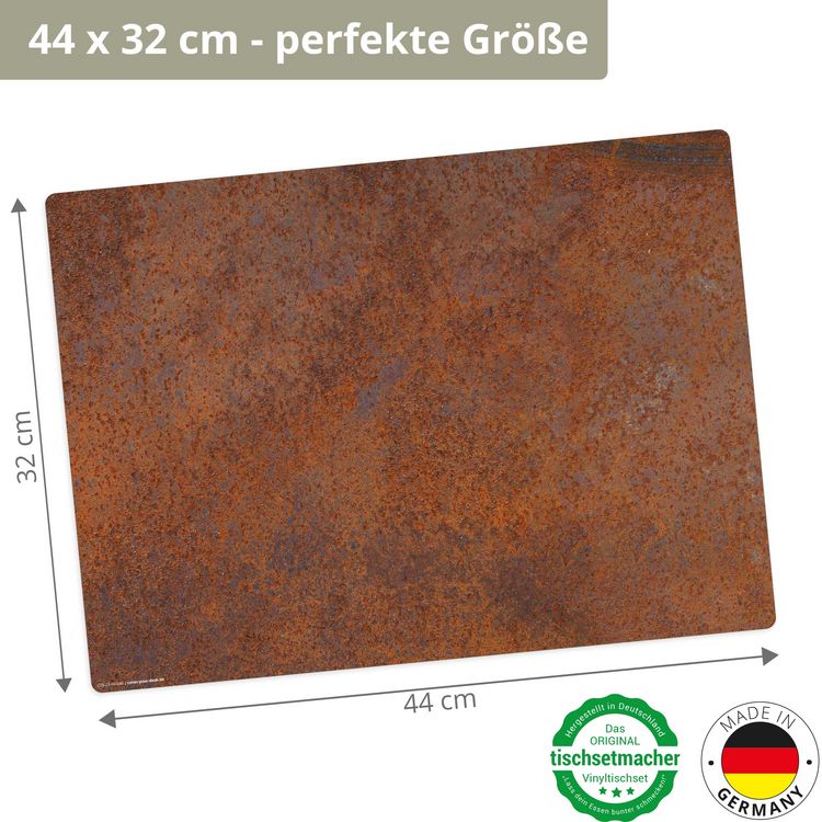 Produktbild: Tischsetmacher Tischsets Stahlplatte Rost Optik, aus hochwertigem Vinyl (4 St&uuml;ck), 44 x 32 cm