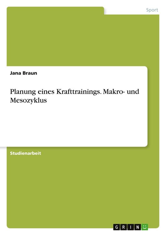 Produktbild: Planung eines Krafttrainings. Makro- und Mesozyklus