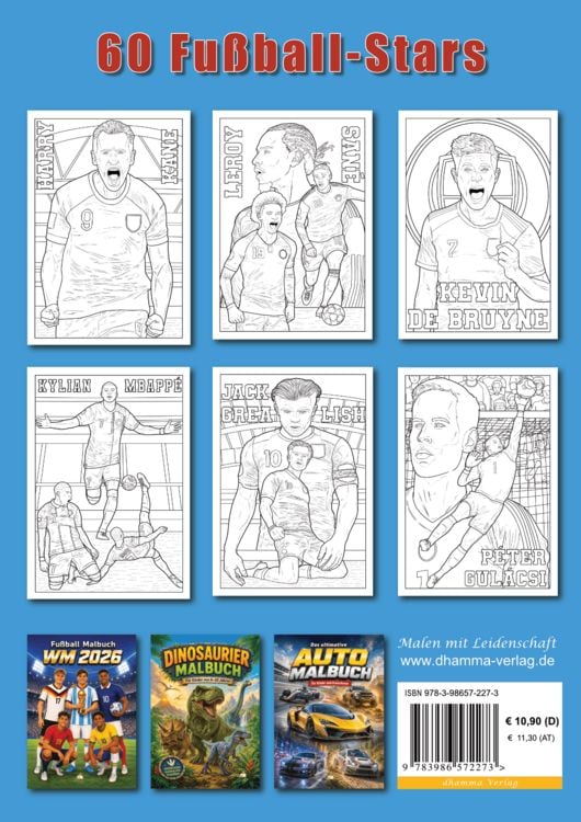 Produktbild: Fu&szlig;ball Malbuch - Tore, Siege & Triumphe SUPERSTARS Fu&szlig;ballhelden der EM 2024 &ndash; ab 8 Jahren mit 60 Ausmalbildern