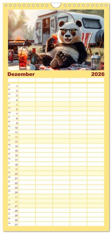Produktbild: Familienplaner 2026 - Der tierisch lustige Camping-Kalender mit 5 Spalten (Wandkalender, 21 x 45 cm) CALVENDO