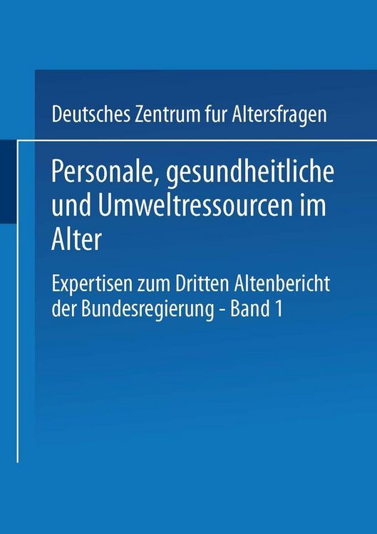 Produktbild: Personale, gesundheitliche und Umweltressourcen im Alter