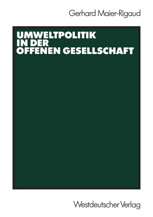 Produktbild: Umweltpolitik in der offenen Gesellschaft