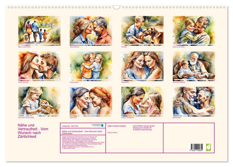 Produktbild: N&auml;he und Vertrautheit . Vom Wunsch nach Z&auml;rtlichkeit (Wandkalender 2026 DIN A2 quer), CALVENDO Monatskalender