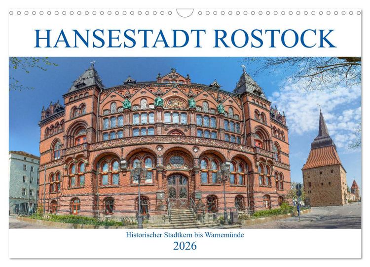 Produktbild: Hansestadt Rostock Historischer Stadtkern bis Warnem&uuml;nde (Wandkalender 2026 DIN A3 quer), CALVENDO Monatskalender