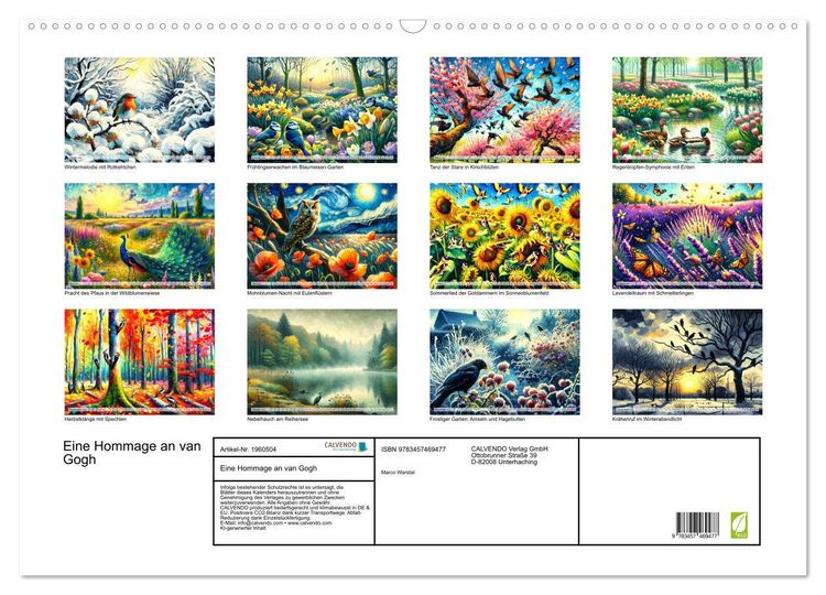 Produktbild: Eine Hommage an van Gogh (Wandkalender 2026 DIN A2 quer), CALVENDO Monatskalender