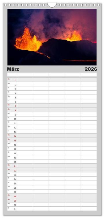Produktbild: Familienplaner 2026 - Vulkanausbruch - Island mit 5 Spalten (Wandkalender, 21 x 45 cm) CALVENDO