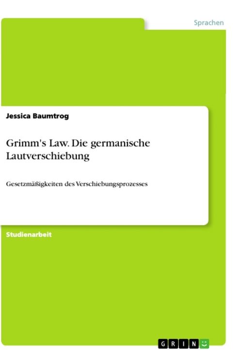 Produktbild: Grimm's Law. Die germanische Lautverschiebung