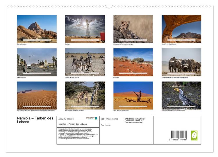 Produktbild: Namibia &ndash; Farben des Lebens (hochwertiger Premium Wandkalender 2026 DIN A2 quer), Kunstdruck in Hochglanz