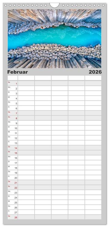 Produktbild: Familienplaner 2026 - Island - Traumland am Rande der Arktis mit 5 Spalten (Wandkalender, 21 x 45 cm) CALVENDO
