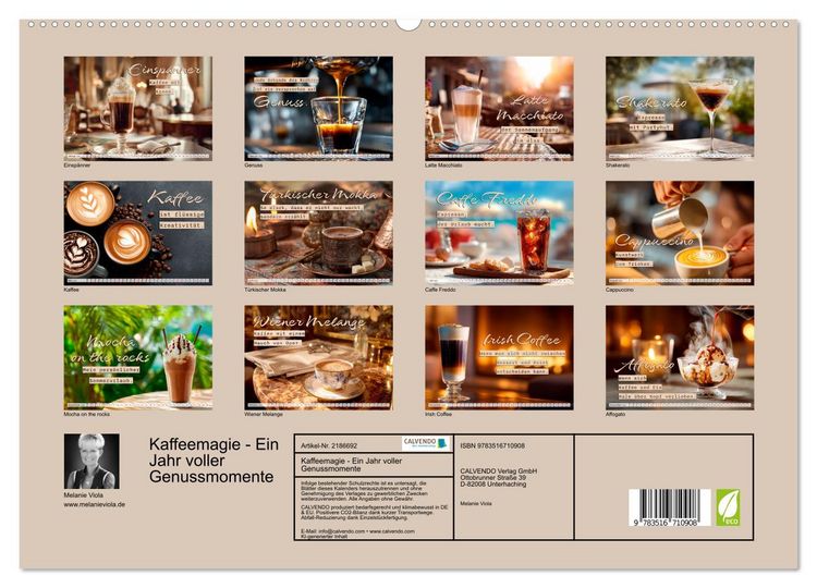 Produktbild: Kaffeemagie - Ein Jahr voller Genussmomente (hochwertiger Premium Wandkalender 2026 DIN A2 quer), Kunstdruck in Hochglanz
