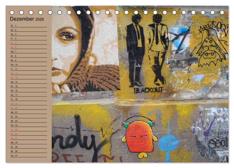 Produktbild: Street-Art Berlin (Tischkalender 2026 DIN A5 quer), CALVENDO Monatskalender