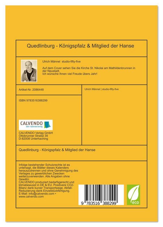 Produktbild: Quedlinburg - K&ouml;nigspfalz & Mitglied der Hanse (Tischkalender 2026 DIN A5 hoch), CALVENDO Monatskalender
