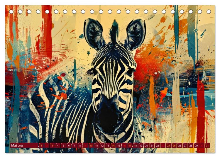 Produktbild: ZEBRAS - Modern Art (Tischkalender 2026 DIN A5 quer), CALVENDO Monatskalender