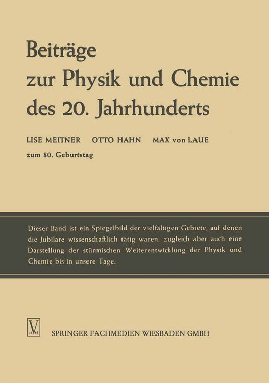 Produktbild: Beitr&auml;ge zur Physik und Chemie des 20. Jahrhunderts