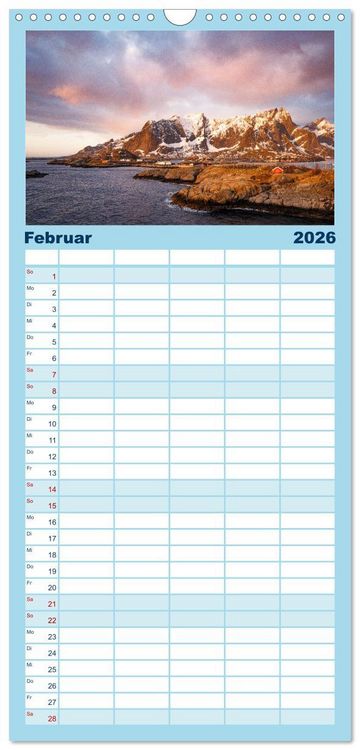 Produktbild: Familienplaner 2026 - Licht des Nordens - LOFOTEN mit 5 Spalten (Wandkalender, 21 x 45 cm) CALVENDO