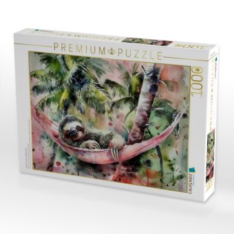 Produktbild: CALVENDO Puzzle Faultier in einer H&auml;ngematte | 1000 Teile Lege-Gr&ouml;&szlig;e 64x48cm Foto-Puzzle f&uuml;r gl&uuml;ckliche Stunden