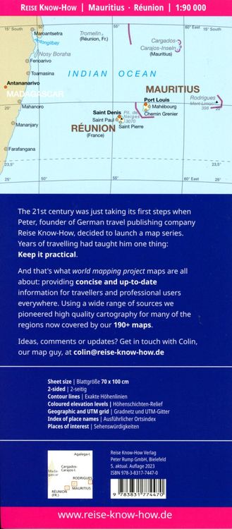 Produktbild: Reise Know-How Landkarte Mauritius, R&eacute;union, Rodrigues (1:90.000)