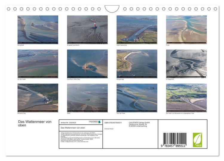 Produktbild: Das Wattenmeer von oben (Wandkalender 2026 DIN A4 quer), CALVENDO Monatskalender