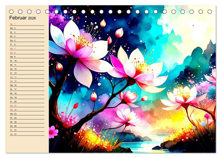 Produktbild: Manga-Landschaften: Ein visueller Ausflug durch Fantasiewelten (Tischkalender 2026 DIN A5 quer), CALVENDO Monatskalender