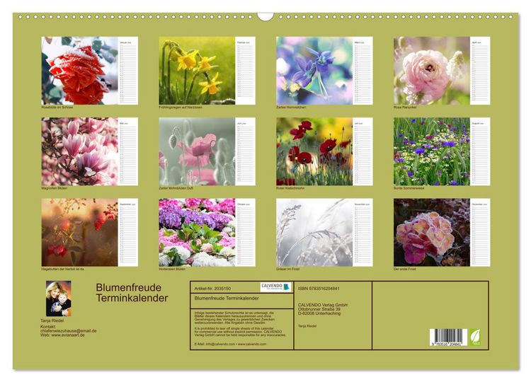 Produktbild: Blumenfreude Terminkalender (Wandkalender 2026 DIN A2 quer), CALVENDO Monatskalender