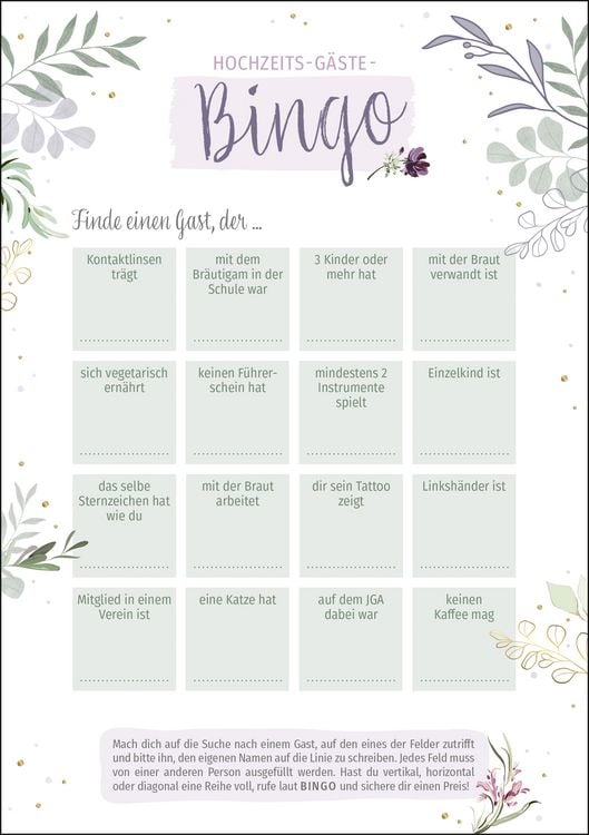 Produktbild: Hochzeits-G&auml;ste-Bingo