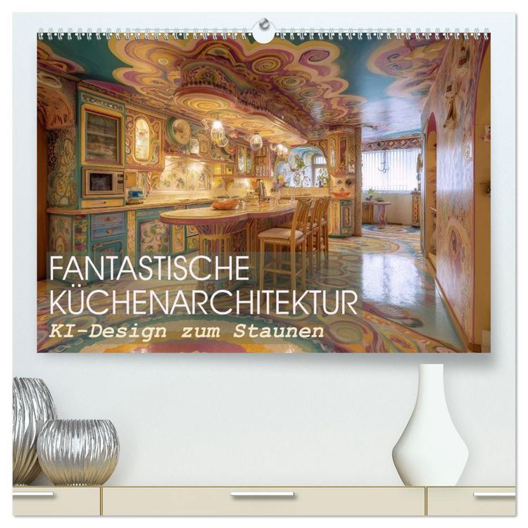 Produktbild: Fantastische K&uuml;chenarchitektur. KI-Design zum Staunen (hochwertiger Premium Wandkalender 2026 DIN A2 quer), Kunstdruck in Hochglanz