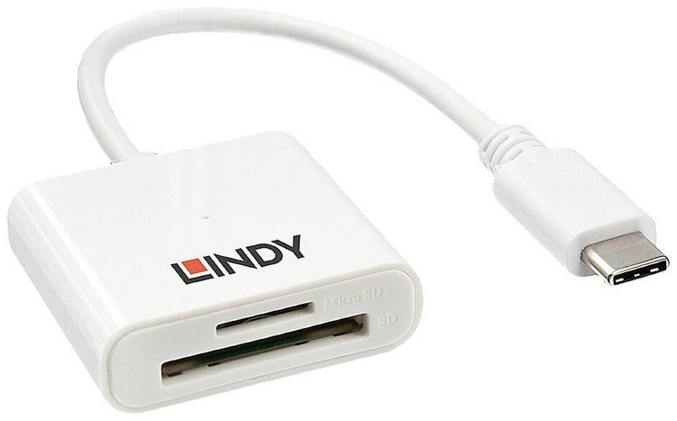 Produktbild: LINDY Externer Speicherkartenleser microSD, SD, USB-A (USB 3.2 Gen 1) Wei&szlig;
