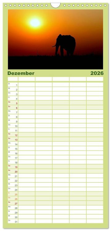Produktbild: Familienplaner 2026 - Afrika - im Reich der Elefanten mit 5 Spalten (Wandkalender, 21 x 45 cm) CALVENDO