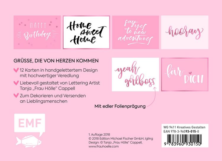 Produktbild: Hooray &ndash; 12 Handlettering Postkarten: Tanja "Frau H&ouml;lle" Cappell