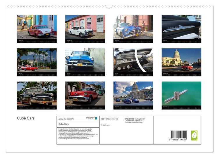 Produktbild: Cuba Cars (hochwertiger Premium Wandkalender 2026 DIN A2 quer), Kunstdruck in Hochglanz