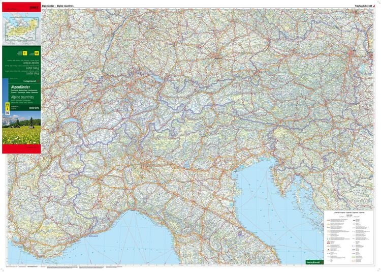 Produktbild: Freytag & berndt Stra&szlig;enkarte Alpenl&auml;nder, &Ouml;sterreich - Deutschland - Schweiz - Frankreich - Italien - Slowenien 1:800.000