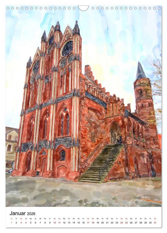 Produktbild: Tangerm&uuml;nde - Illustrationen der Stadt an der Elbe (Wandkalender 2026 DIN A3 hoch), CALVENDO Monatskalender