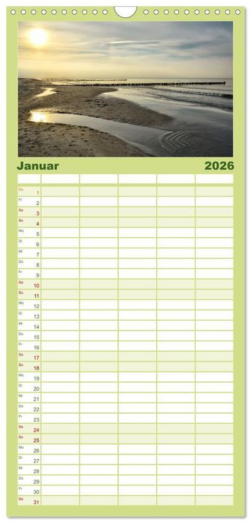 Produktbild: Familienplaner 2026 - OSTSEEGL&Uuml;CK - Gl&uuml;cksmomente auf dem Dar&szlig; mit 5 Spalten (Wandkalender, 21 x 45 cm) CALVENDO
