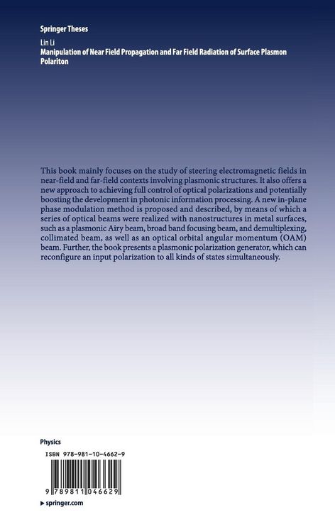 Produktbild: Manipulation of Near Field Propagation and Far Field Radiation of Surface Plasmon Polariton