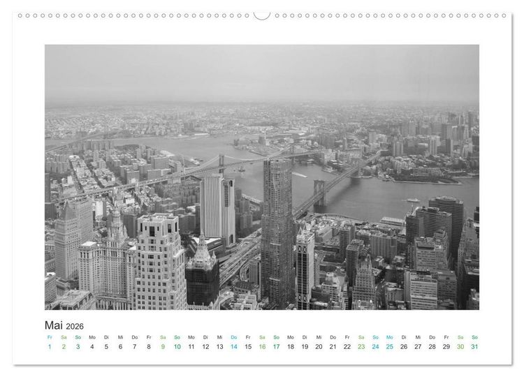 Produktbild: New York in schwarz weiss (Wandkalender 2026 DIN A2 quer), CALVENDO Monatskalender