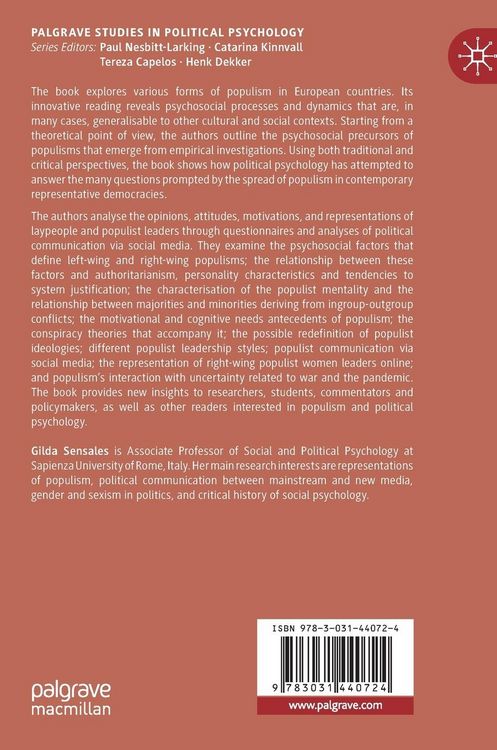 Produktbild: Political Psychology Perspectives on Populism