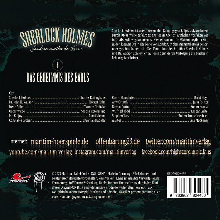 Produktbild: Sherlock Holmes - Sonderermittler der Krone - Das Geheimnis des Earls,1 Audio-CD