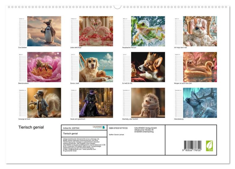 Produktbild: Tierisch genial (hochwertiger Premium Wandkalender 2027 DIN A2 quer), Kunstdruck in Hochglanz