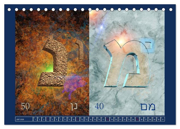 Produktbild: Alefbet Hebr&auml;ische Lettern (Tischkalender 2026 DIN A5 quer), CALVENDO Monatskalender