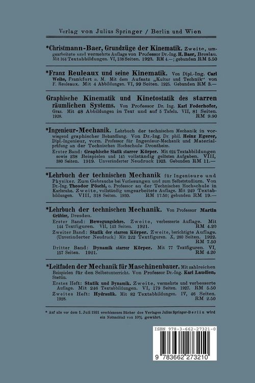 Produktbild: Einf&uuml;hrung in die Theoretische Kinematik