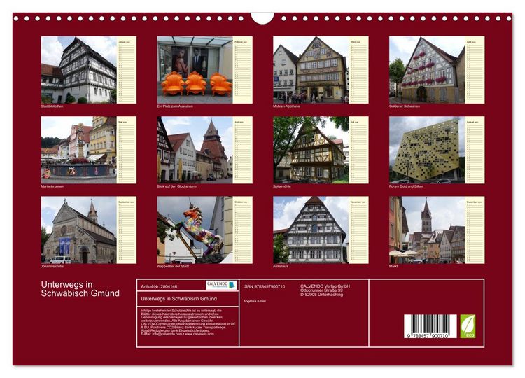 Produktbild: Unterwegs in Schw&auml;bisch Gm&uuml;nd (Wandkalender 2026 DIN A3 quer), CALVENDO Monatskalender
