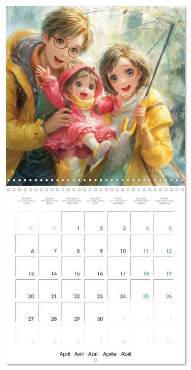 Produktbild: En famille ou entre amis - Inspir&eacute; du style Manga (Calendrier mural carr&eacute; 2026 30x30 cm) Calendrier double avec une page pour vos prises de notes