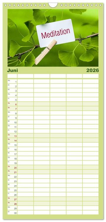 Produktbild: Familienplaner 2026 - SPIRIT OF ZEN Meditation mit 5 Spalten (Wandkalender, 21 x 45 cm) CALVENDO