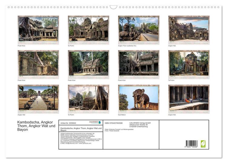 Produktbild: Kambodscha, Angkor Thom, Angkor Wat und Bayon (Wandkalender 2026 DIN A2 quer), CALVENDO Monatskalender